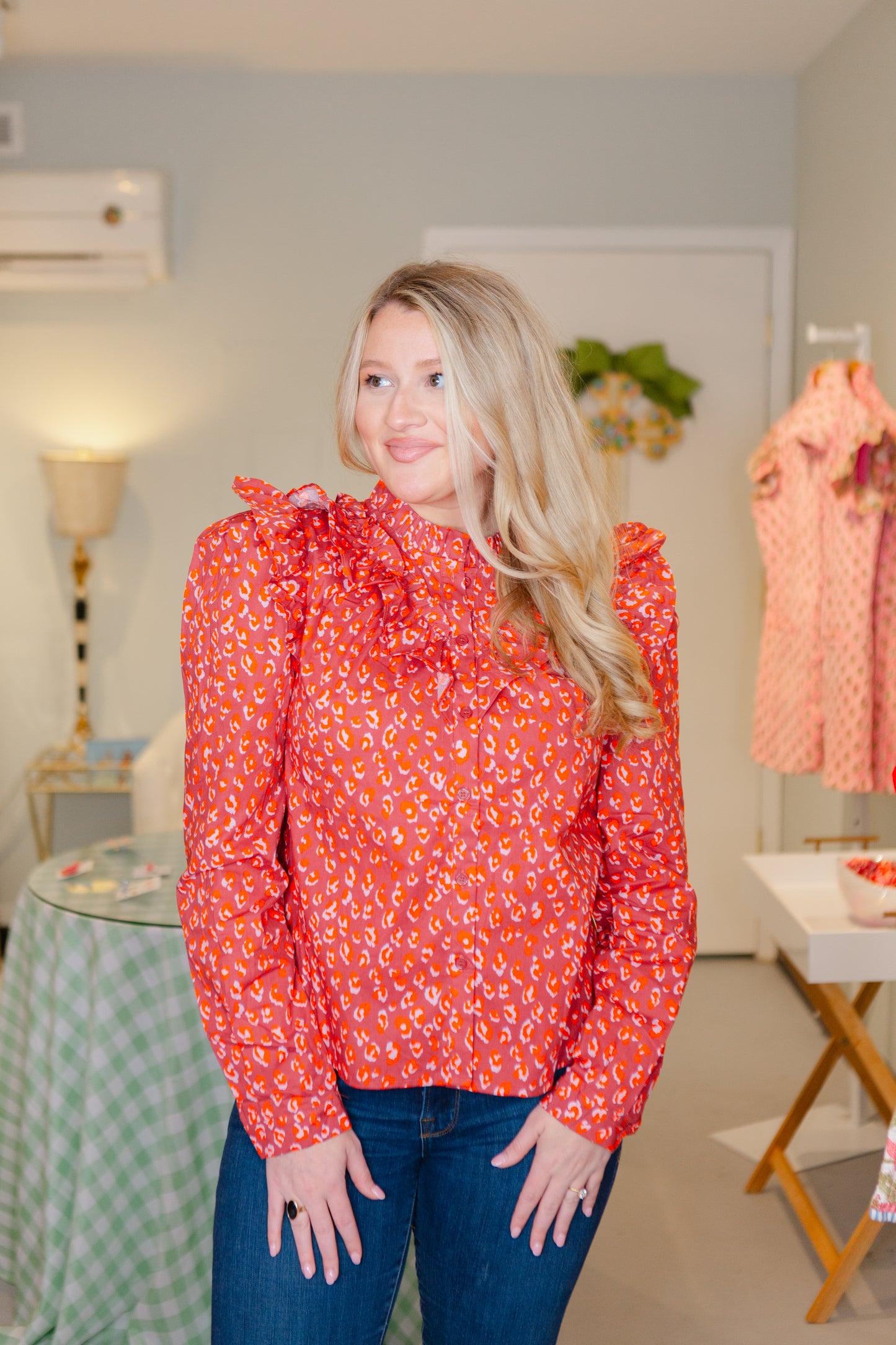 Margaret Poplin Top (Leopard)