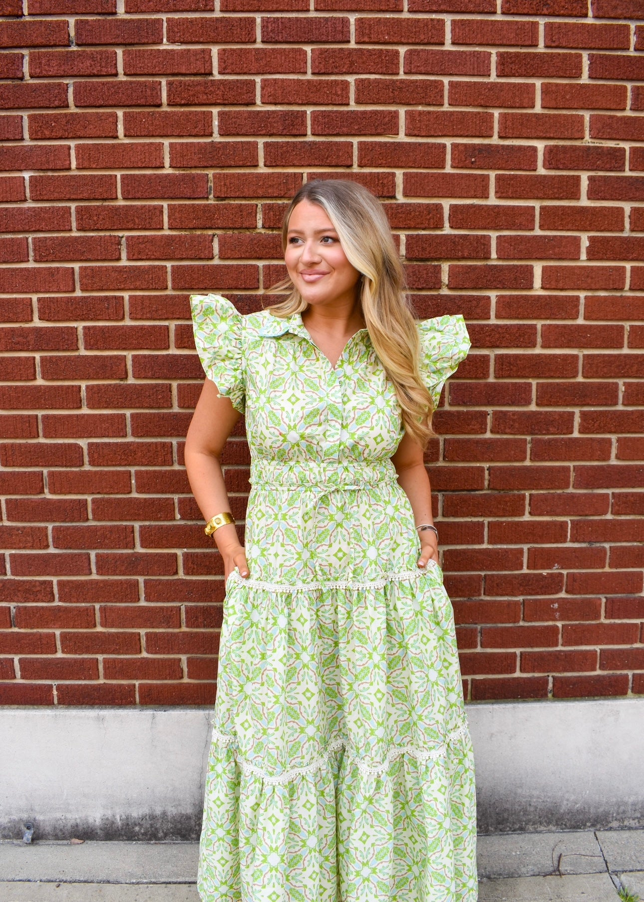 Lagos Flutter Sleeve Maxi Dress