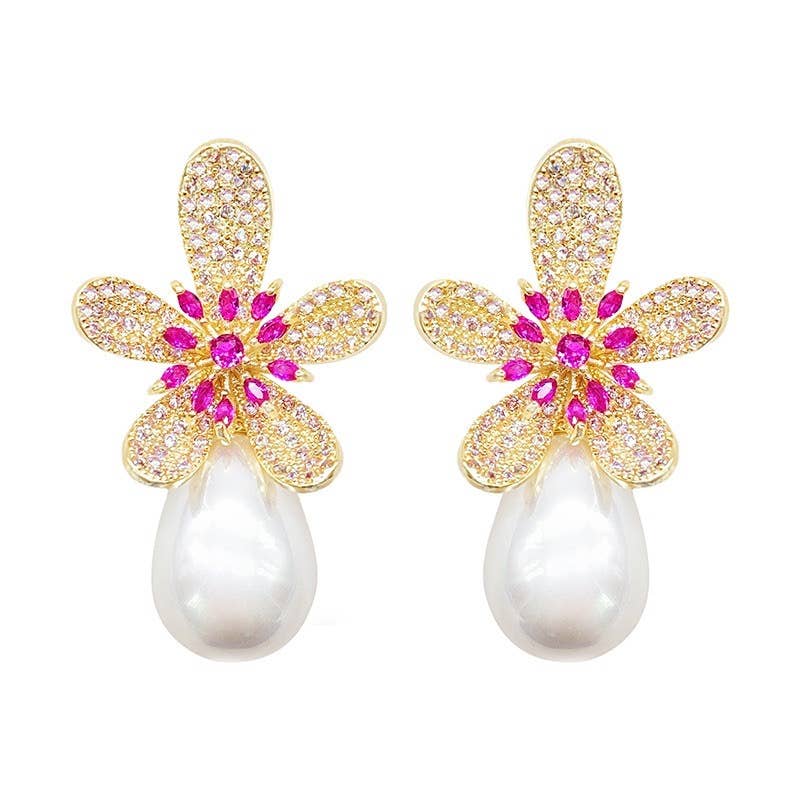 Flower + Pearl Earrings