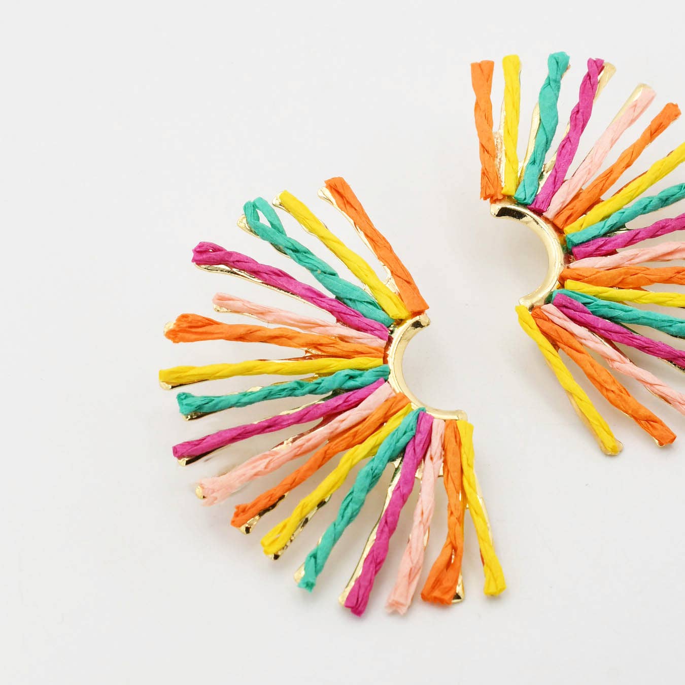 Multi Raffia Fan Earrings