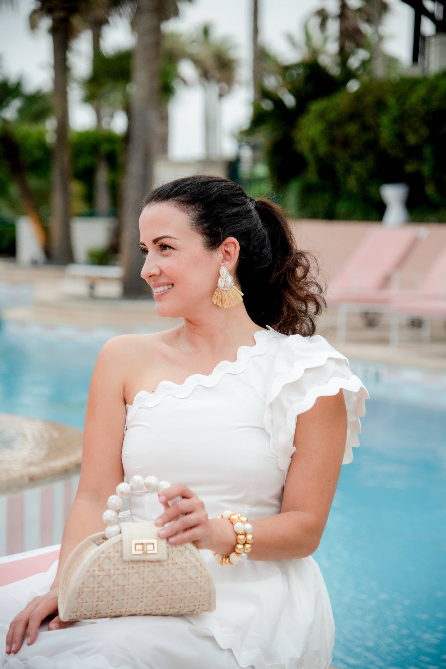 Tulum Seashell Raffia Earrings