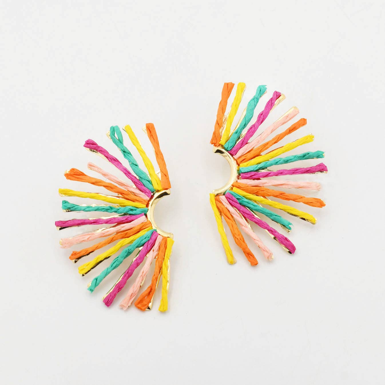 Multi Raffia Fan Earrings