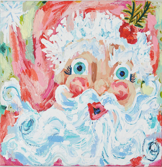 Pastel Santa Christmas Painting: 4x4 / Square