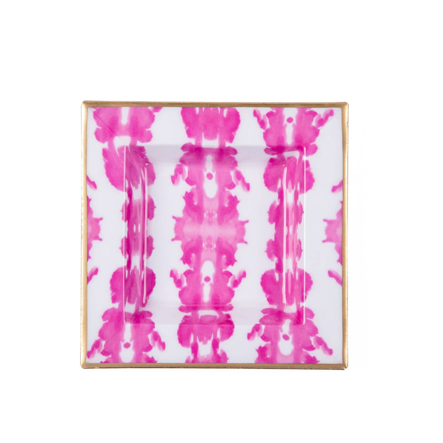 Ink Blot Enameled Tori Trinket Tray: White & Pink