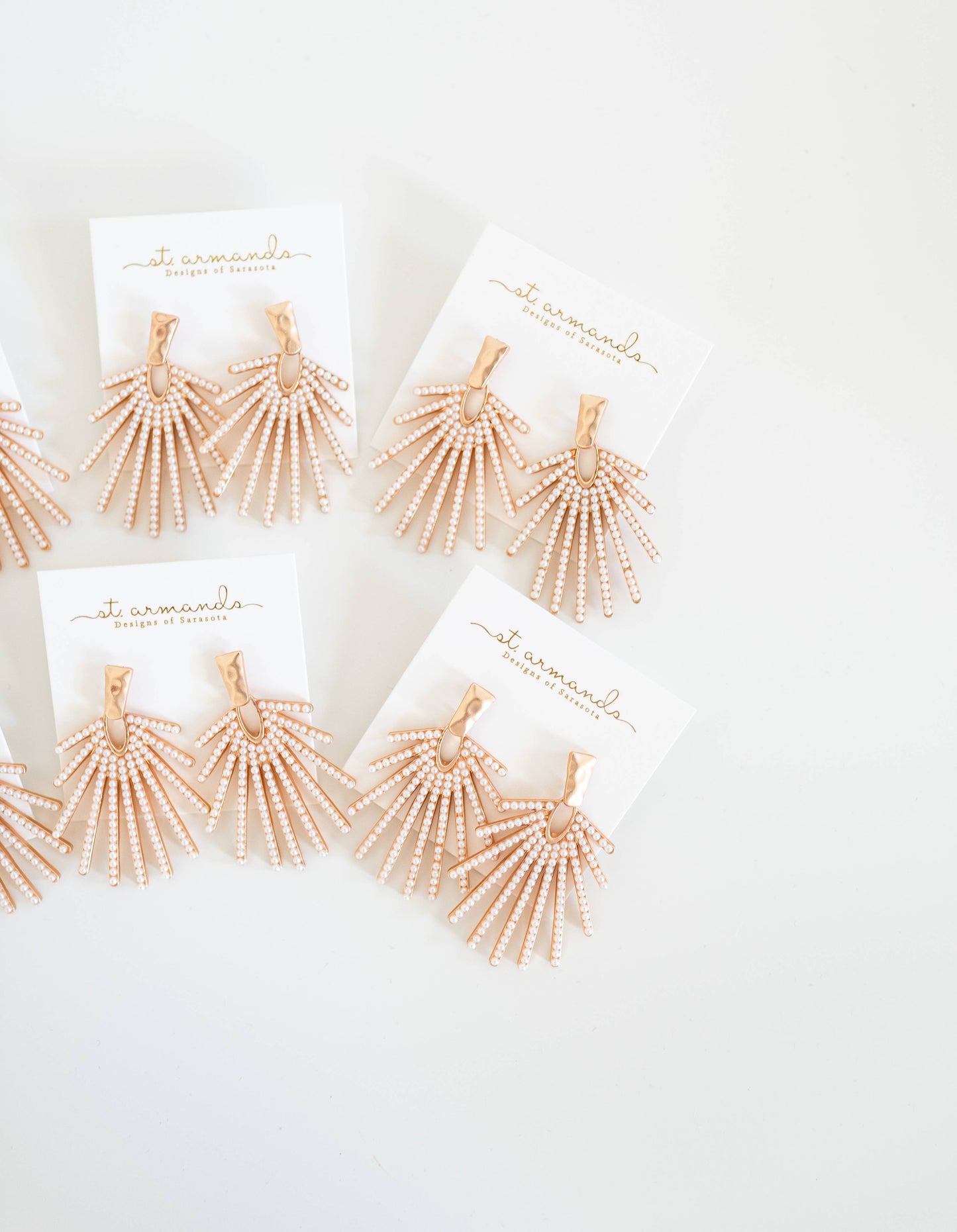 Pearl Sunburst Statement Drop Earrings