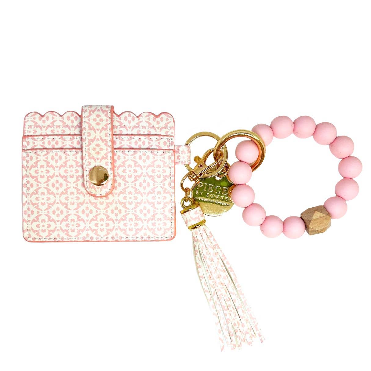 Porto Tiles Blush Keychain Wristlet Wallet: One Size