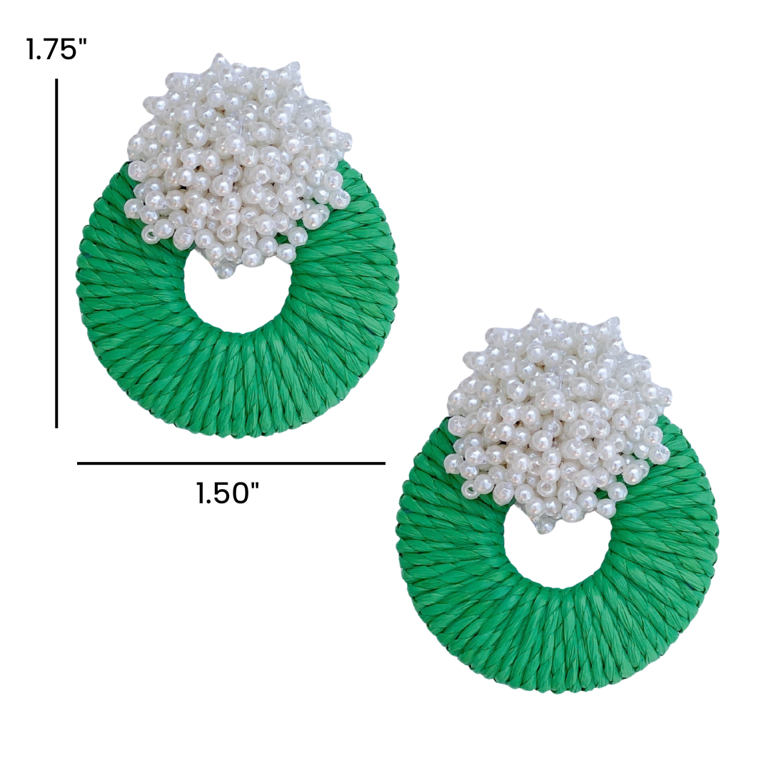 Mia Raffia Earrings | Green