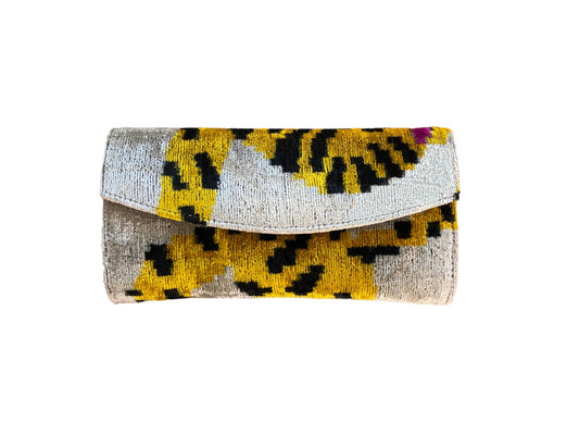 Silk Velvet Ikat Structured Clutch