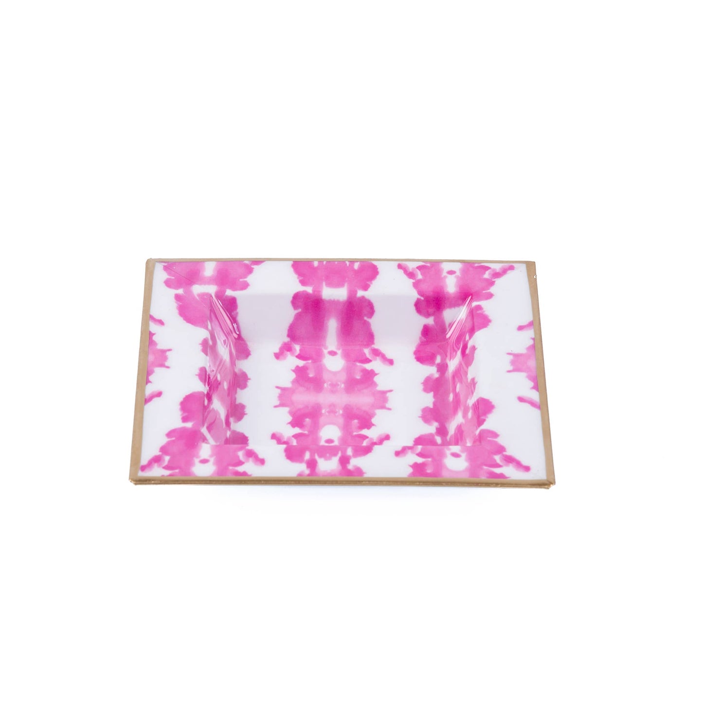 Ink Blot Enameled Tori Trinket Tray: White & Pink