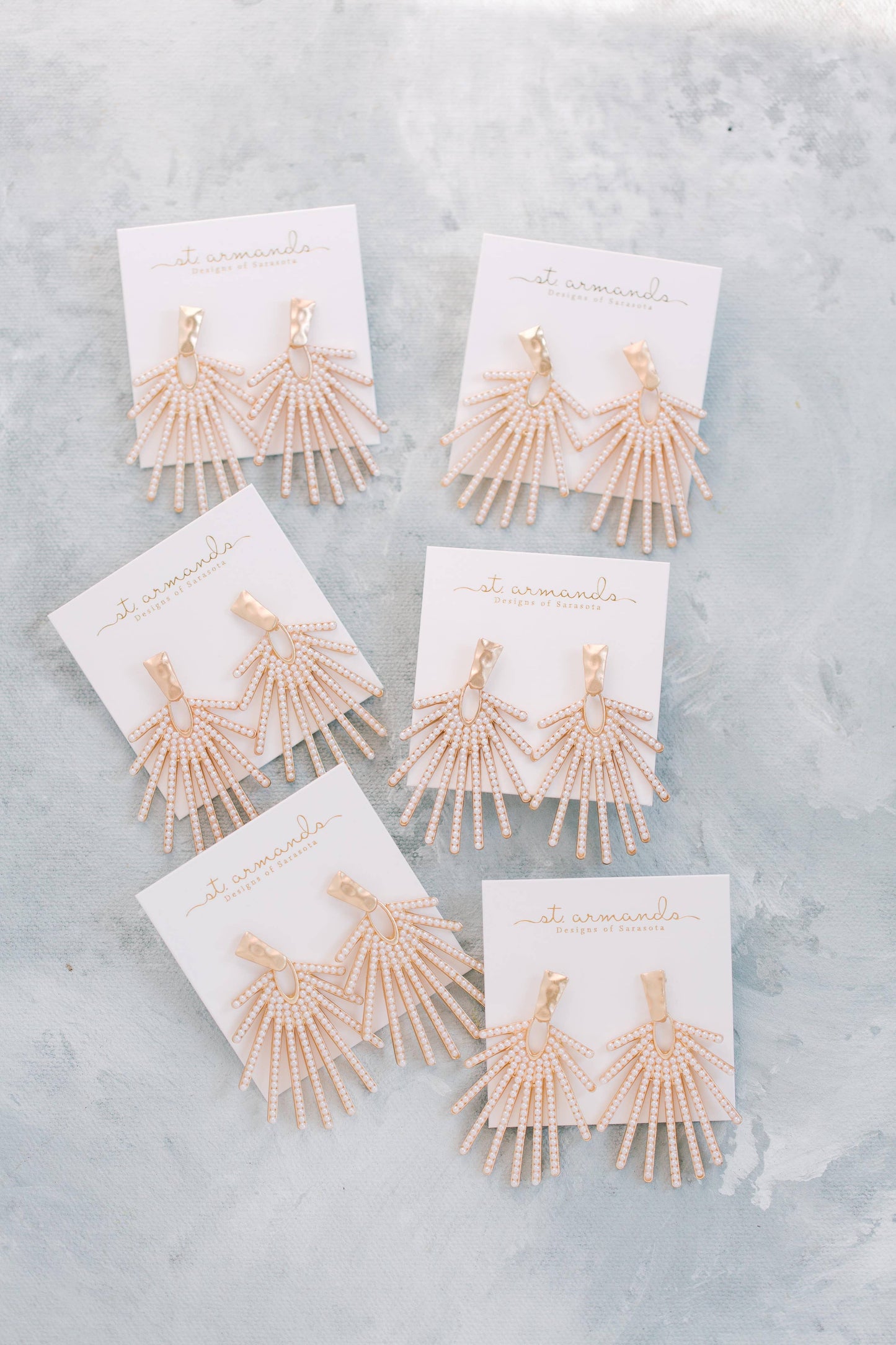 Pearl Sunburst Statement Drop Earrings