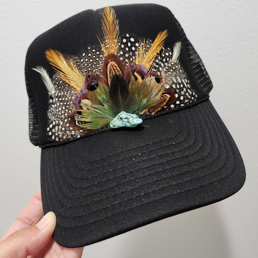 Black Feather Trucker Hat