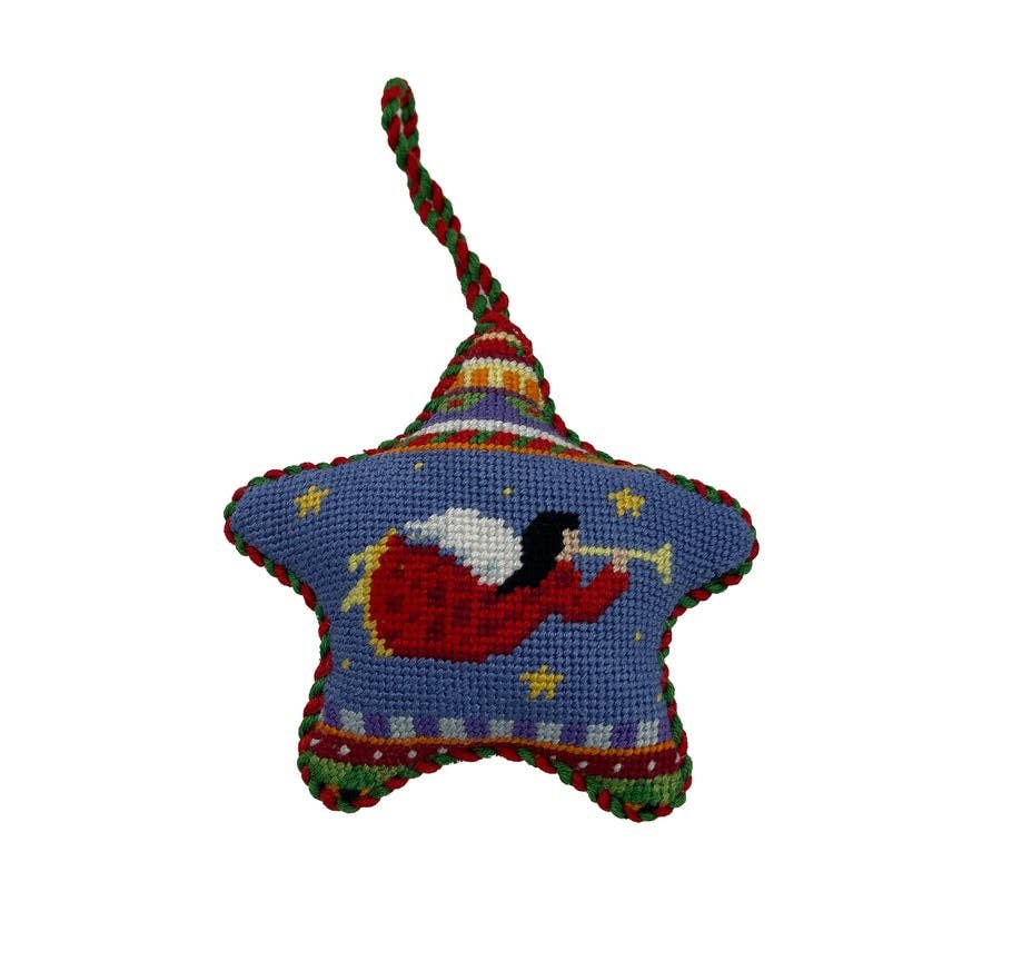 Angel Christmas Ornament - Hand-stitched Needlepoint