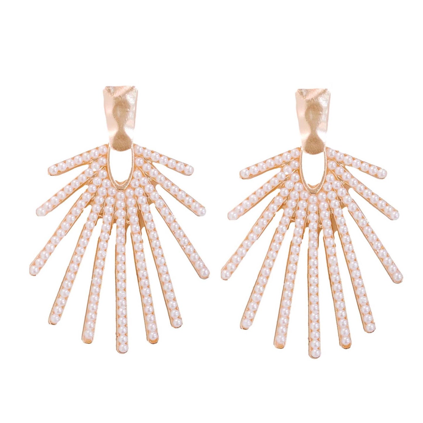 Pearl Sunburst Statement Drop Earrings