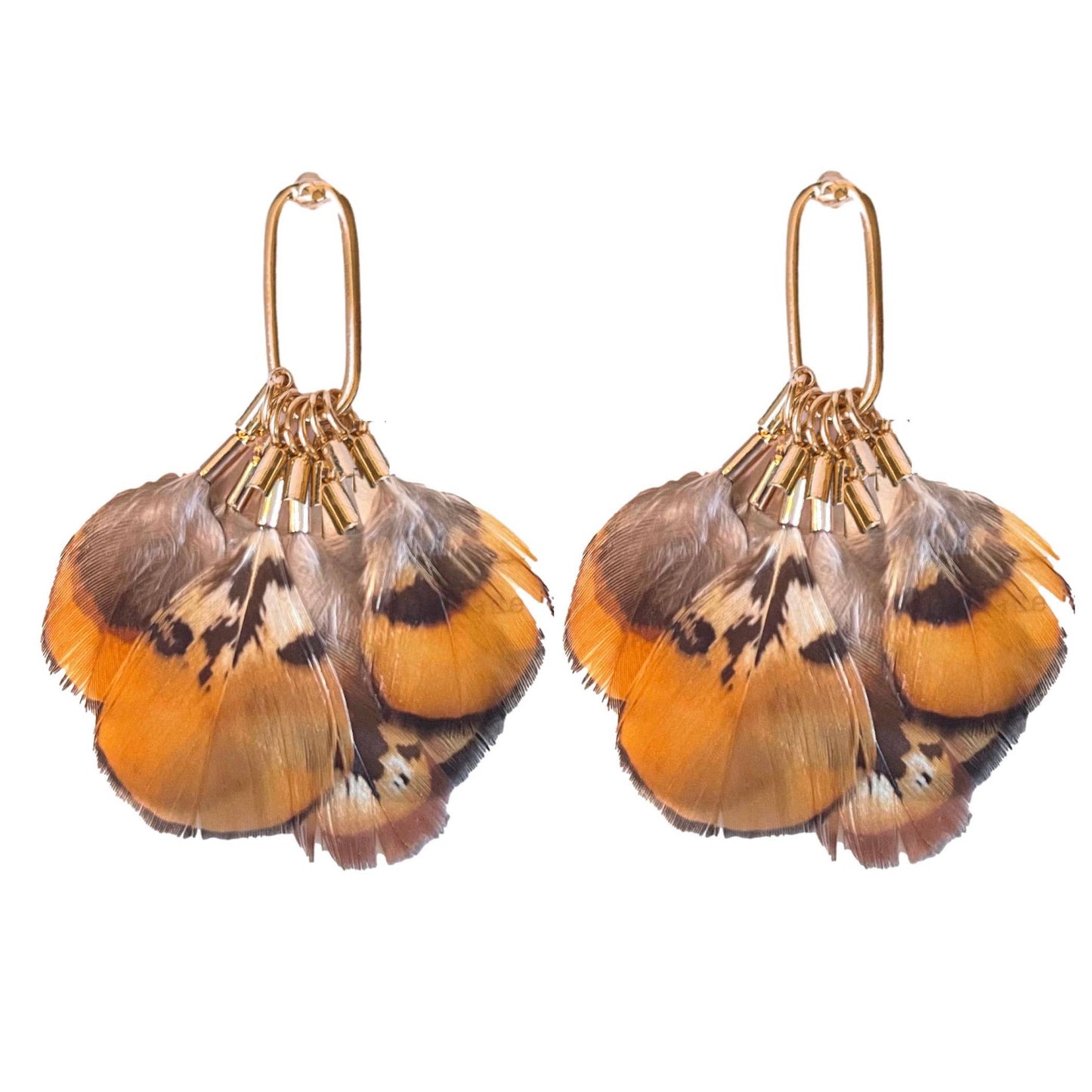 Quail Feather Statement Tassel Earrings